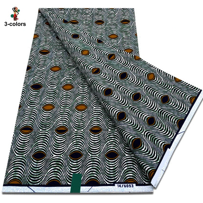 African Real Wax Print Fabric - 100% Cotton Soft Ankara Pagne Material for Dresses
