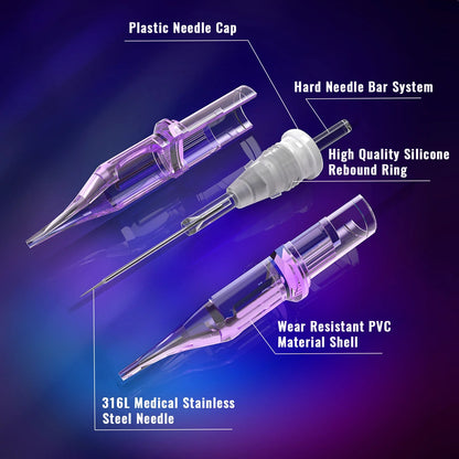 10pcs Disposable Tattoo Cartridge Needles – RL, RS, RM, M1 Series for Eyebrow, Eyeliner & Permanent Makeup