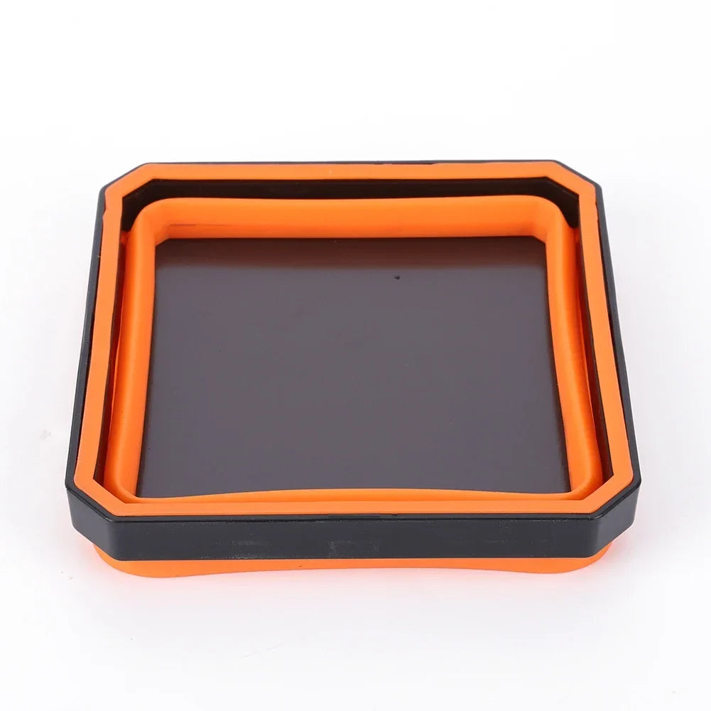 5-Inch Collapsible Magnetic Screw Tray - Silicone Tool Parts Storage Bowl for Plumbers, Carpenters & Mechanics