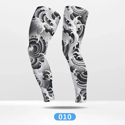 KoKossi Tattoo Print Leg Sleeves - Ice Silk Breathable Non-Slip Compression Sleeves