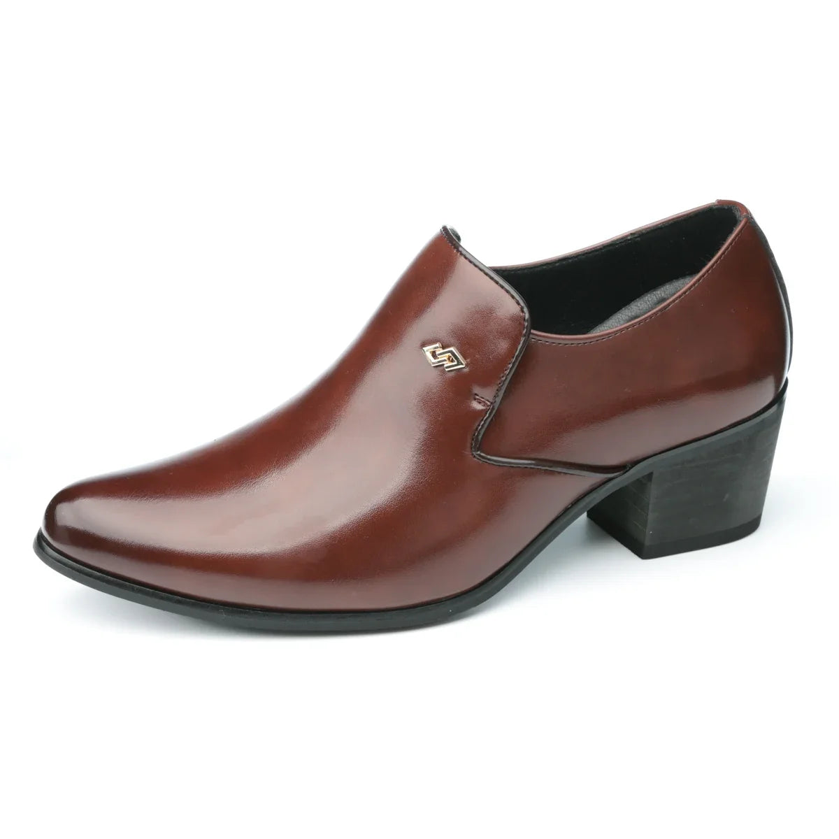 Premium Leather Men’s Slip-On Loafers - Business Casual Wedding Plaid Design Height Increasing Shoes