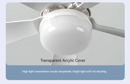30W Ceiling Fan with LED Light – Dimmable Remote Control, E27 Base Smart Fan for Bedroom & Living Room