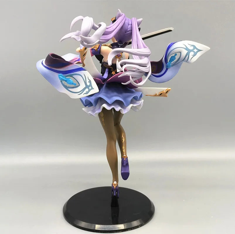 25CM Genshin Impact Keqing & Hu Tao Anime PVC Figure – Sword Swing Action Desktop Decoration Toy