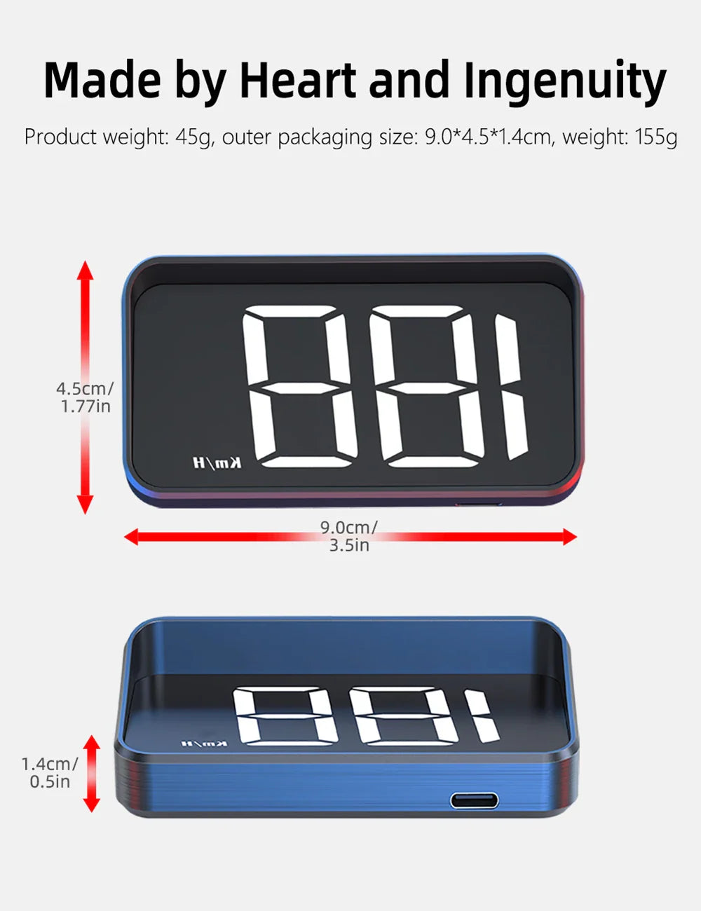 M2 Head-Up Display Digital Speedometer GPS HUD – Plug & Play Windshield Projector with Large KMH Font for All Cars