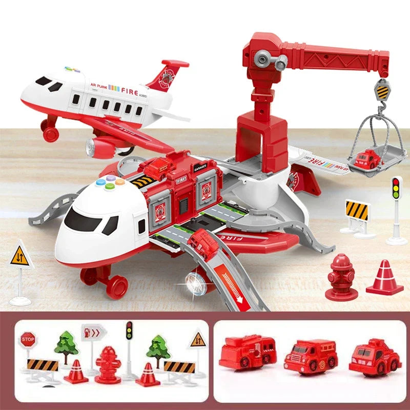 Deformation Music Simulation Aircraft Toy - Large Passenger Plane Inertia Track Vehicle for Kids Gift & Playtime