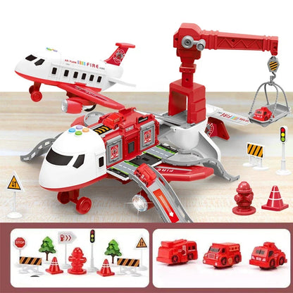 Deformation Music Simulation Aircraft Toy - Large Passenger Plane Inertia Track Vehicle for Kids Gift & Playtime