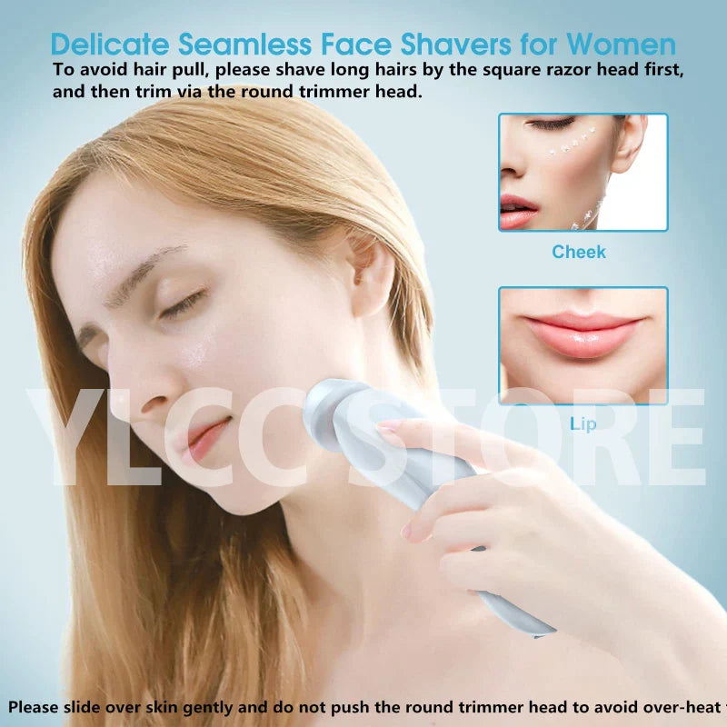2-in-1 Electric Razors for Women: Bikini Trimmer & Face Shaver - IPX7 Waterproof, Ideal for Underarms, Legs, and Body Hair Removal