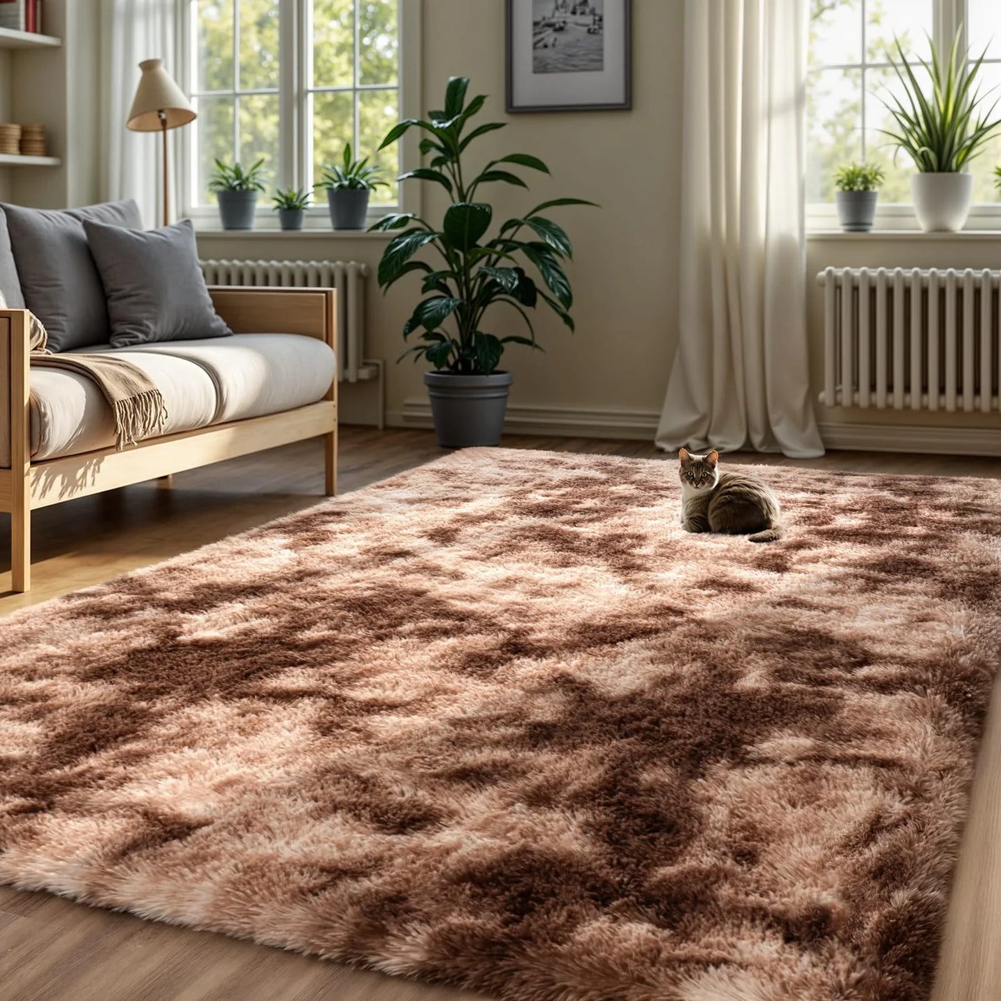VIKAMA Minimalist Fluffy Area Rug – Non-Slip Living Room Carpet, Soft Kids Room & Bathroom Home Decor Mat