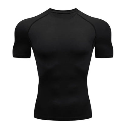 Men's Compression Running Shirt - Quick Dry Short Sleeve Fitness & Gym Training Top