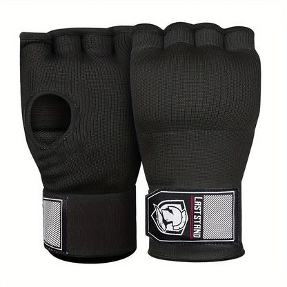 MMA Half Finger Gel Boxing Gloves with Long Wrist Strap - Muay Thai & Sanda Training Inner Hand Wrap Accessory