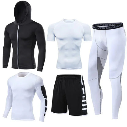Men's Running Tracksuit Set - Compression Fitness Sportswear With Leggings, Gym Tights & Training Sweatpants