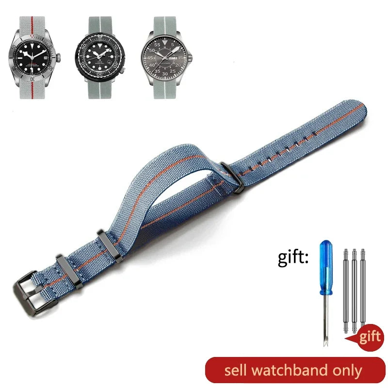 60's French Army Nylon Watch Strap - Woven Military Watch Band for Rolex, Seiko, Tudor & Omega