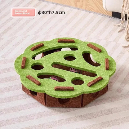 Cat Felt Puzzle Toy Box - Interactive Exercise & Hunting Game With Ball for Indoor Cats