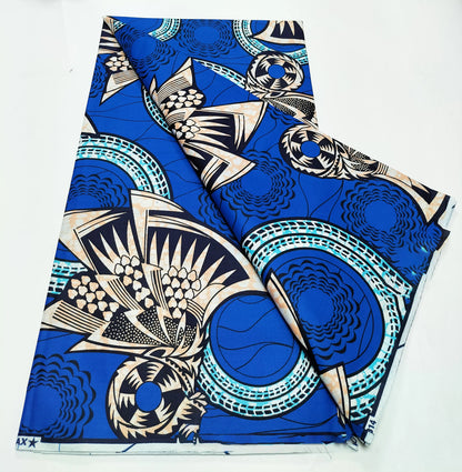 African Real Wax Print Fabric - 100% Cotton Nigerian Ankara Sewing Material for Party Dresses