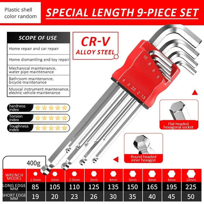 High-Strength Hex Wrench Set - Durable Hex Key Spanner Tool for Repairs & Assembly