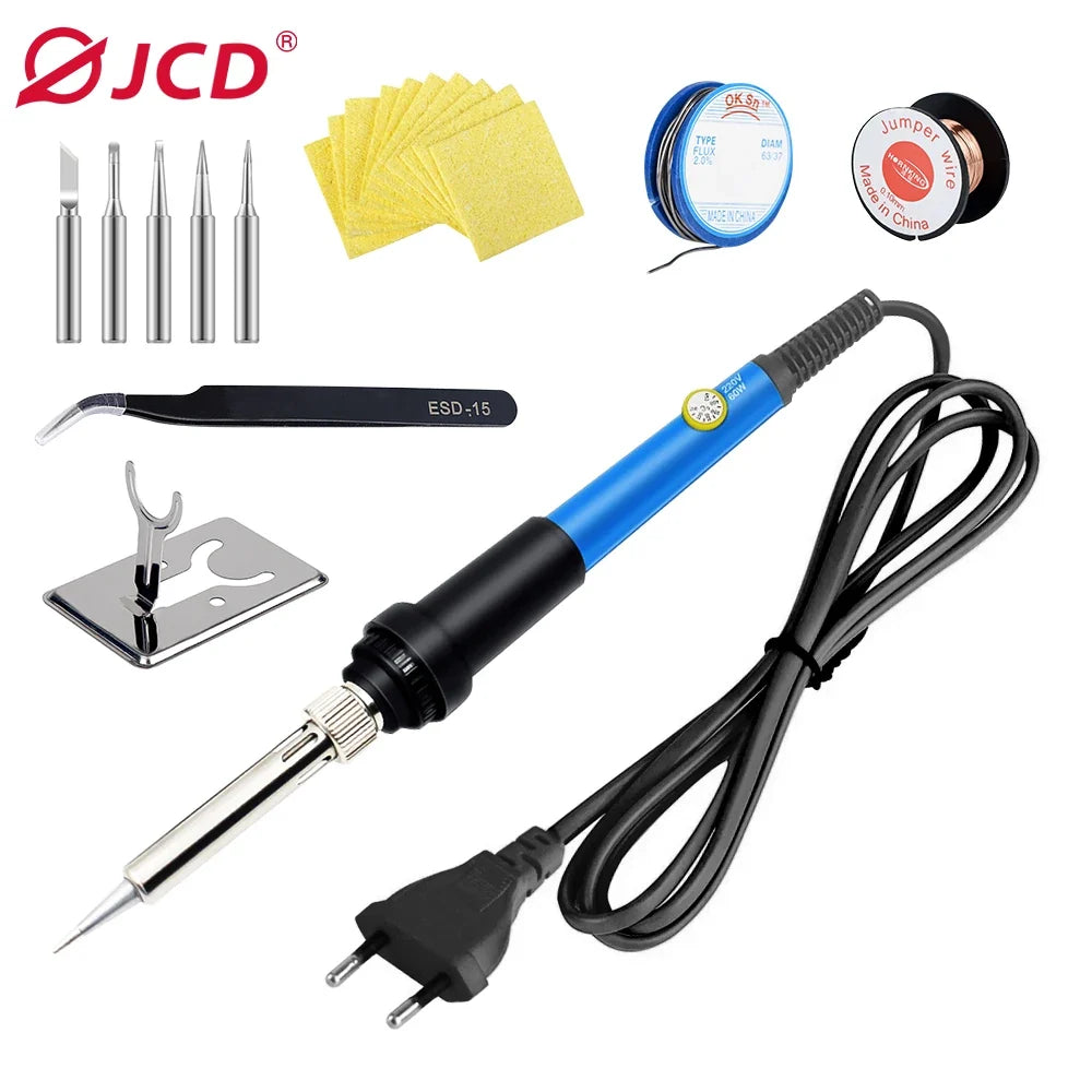 JCD Electric Soldering Iron - 60W/80W Adjustable Temperature Digital Display Welding Repair Tool Kit