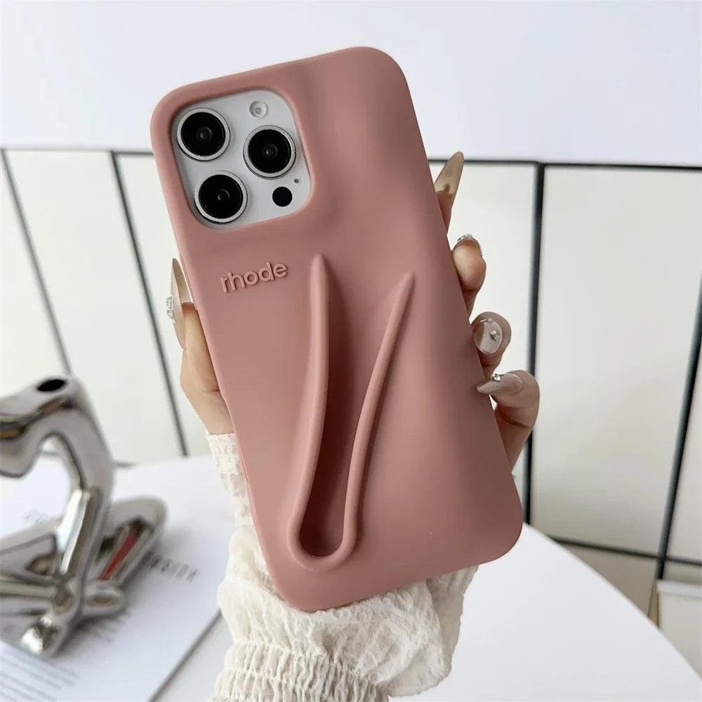 Silicone iPhone Case - 3D Toast Ribbon Espresso Cover for iPhone 12–17 Pro Max, Plus & Air
