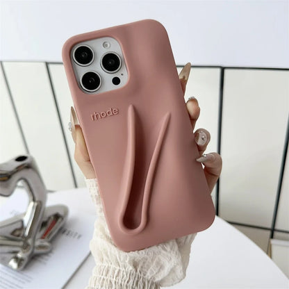 Gray Toast Ribbon iPhone Case - Rhode Style Silicone Cover for iPhone 17 Pro Max Air 16 15 14 13 12 Plus