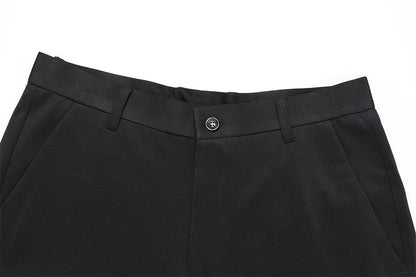 Men's Stretch Suit Pants – Smart Casual Solid Color Straight Trousers | Black Full-Length Work & Dress Pants