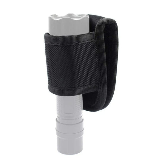 Nylon Weave Flashlight Pouch - PU Leather Duty Belt Holster Open Top Holder for D Cell & Compact Flashlights