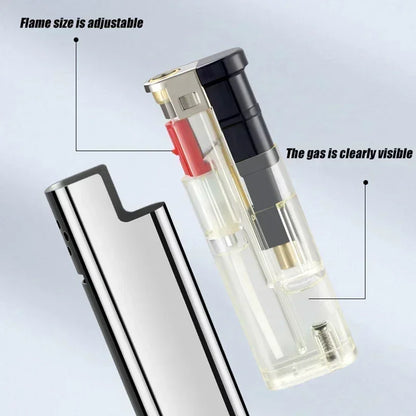 Outdoor Windproof Blue Flame Lighter – Direct Injection Cigarette Lighter for Camping & Smoking Tools (1/50 Pack)