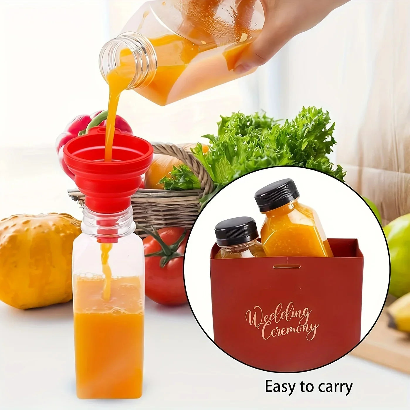 Clear Leak-Proof Juice Bottles - Portable Plastic Drink Containers for Smoothies, Milk, Homemade Beverages & Travel