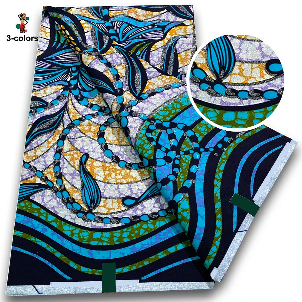 Super Glitter Golden Wax Fabric - Soft Cotton Ankara Batik with Flash Gold Print for Nigerian & African Fashion