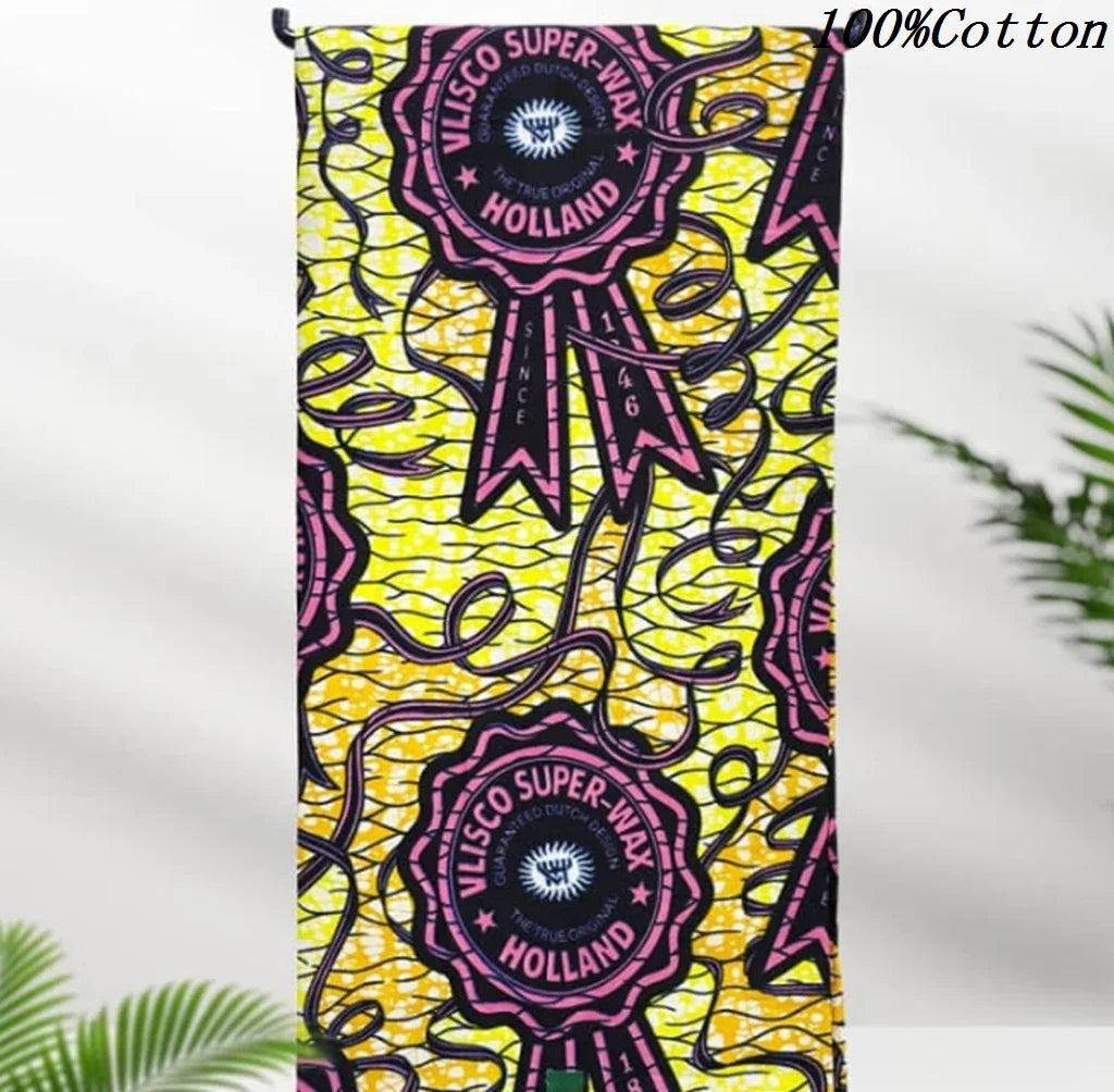 African Ankara Wax Print Fabric - 100% Cotton Batik Material for Sewing & Wholesale 6 Yards
