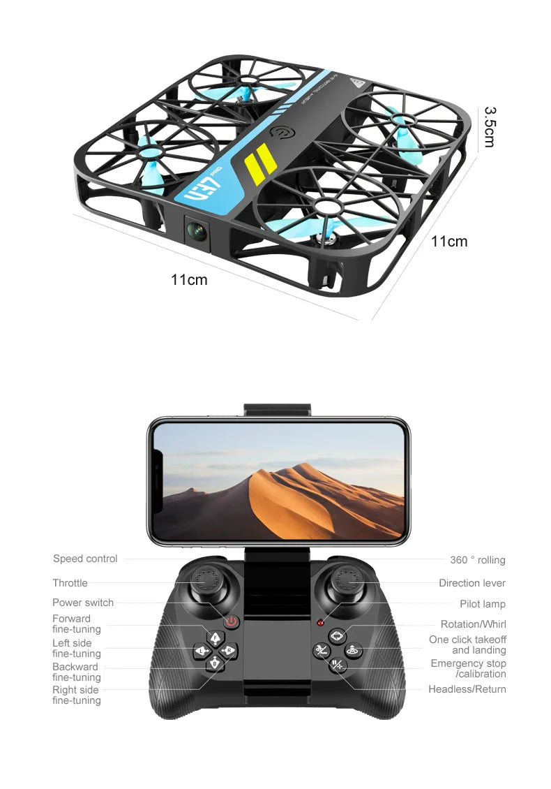 4DRC V37 Mini 8K Drone – Portable 4K HD WiFi FPV Quadcopter with Camera, RC Helicopter Toy & Family Gift