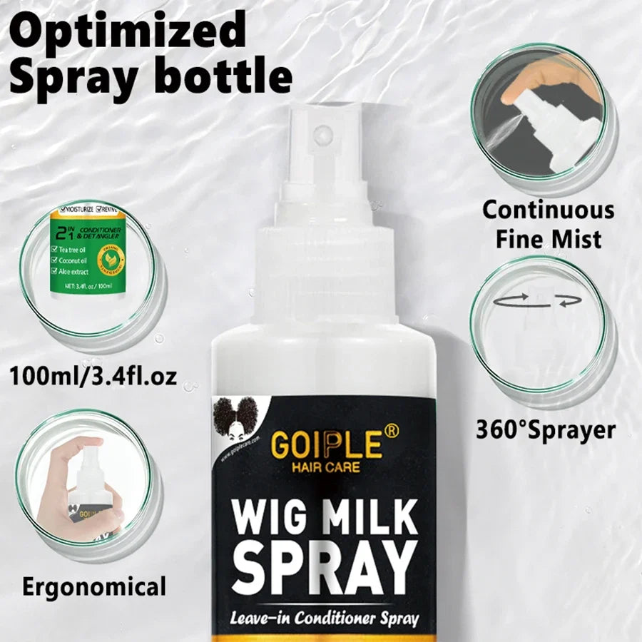100ml Wig Milk Moisturizing Spray - Leave-In Conditioner for Synthetic Hair Frizz Control & Shine Care