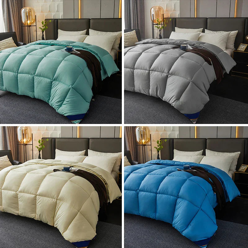 Winter Warm Thick Duvet – 100% Cotton Cover, Fiber Down Filling, 150x200cm White Quilt for Cozy Sleep