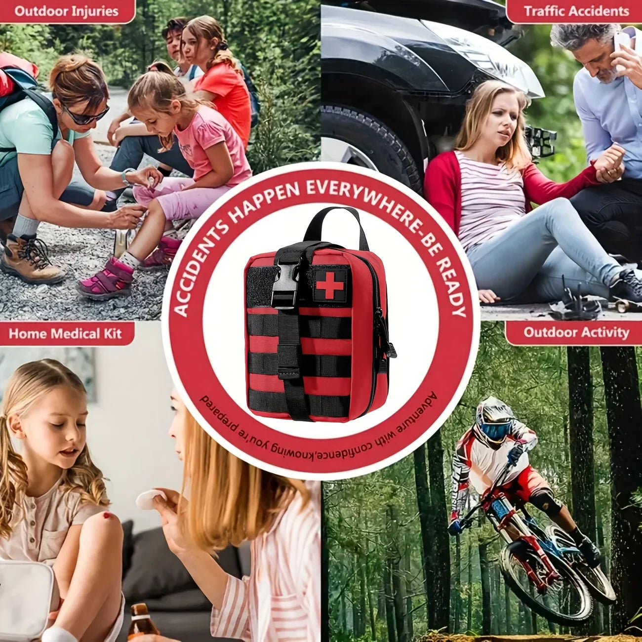 205PCS Universal First Aid Kit - Compact Emergency Medical Supplies for Home Travel Outdoor Camping and Safety