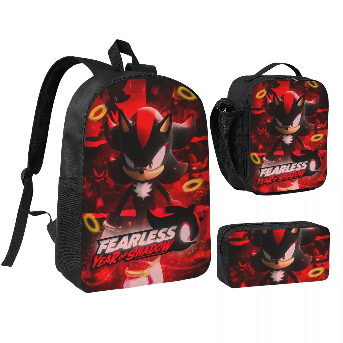 3-Piece Student Backpack Set - Cartoon School Bag with Lunch Bag and Pencil Case