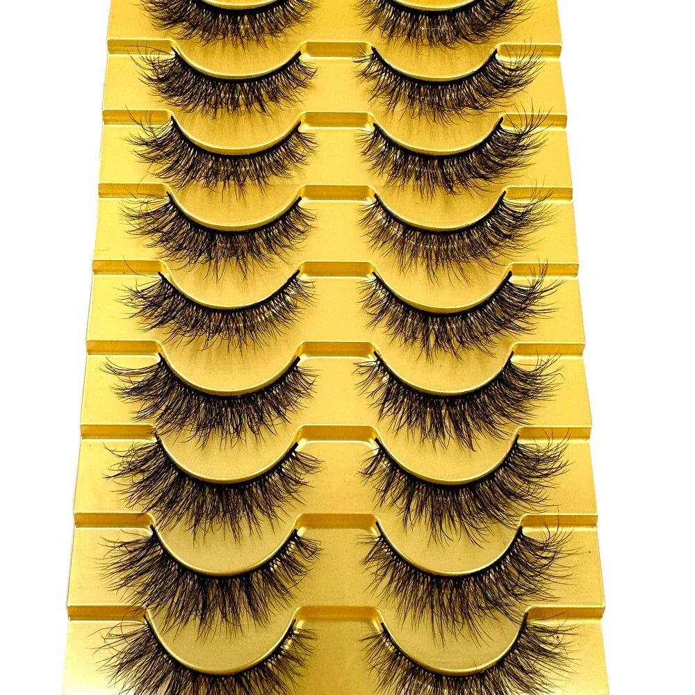5/10 Pairs 3D Mink False Eyelashes – Wispy Handcrafted Full Strip Short Natural Lashes for Makeup