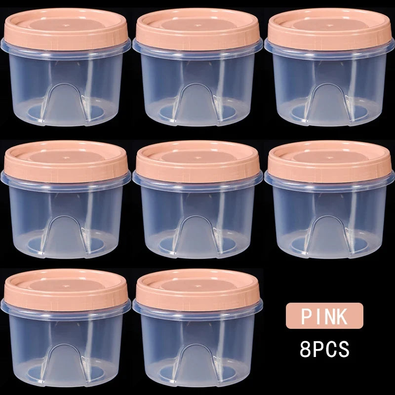 8Pcs 500ml Food Storage Containers - Round Sealed Fresh Keeping Boxes for Refrigerator, Fruits, Snacks & Microwave Heating