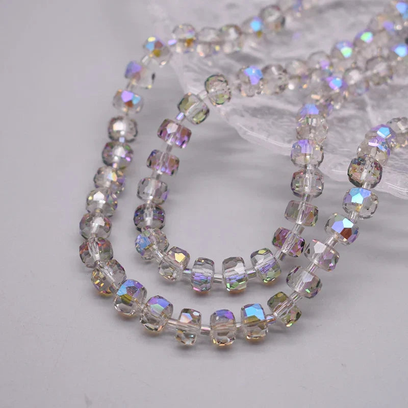 8mm Crystal Glass Beads Set - 30PCS Color Wheel Faceted Round Loose Beads for DIY Jewelry Making & Bracelets