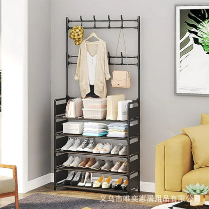 Multi-Layer Shoe and Hat Rack - Multifunctional Floor Standing Storage for Shoes, Sneakers, and Coats, Dormitory Organizer Cabinet