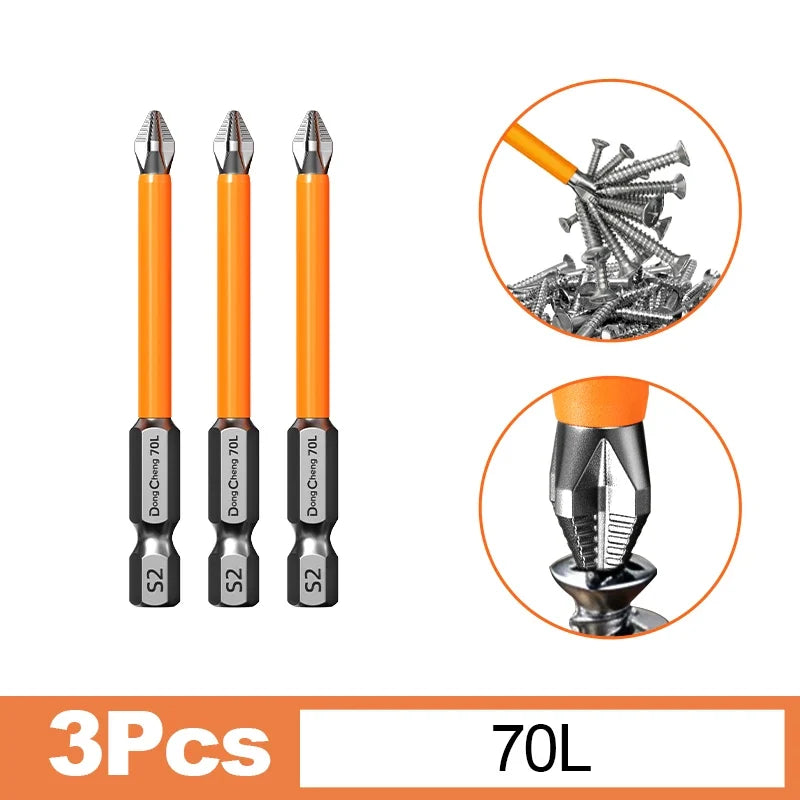 Magnetic Anti-Slip Screwdriver Bit Set - S2 Alloy Steel Impact Resistant Hex Shank Bits for Power Tools