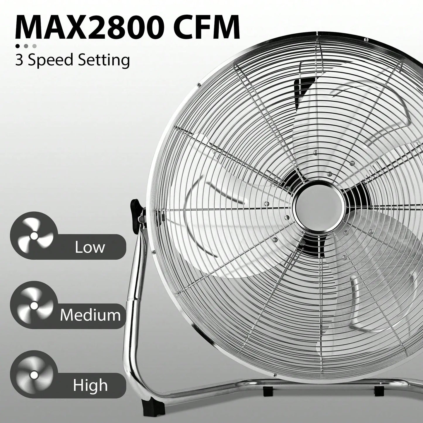 Pnochoo 14-Inch Industrial Fan - 3-Speed Aluminum Floor & Tabletop Air Circulator