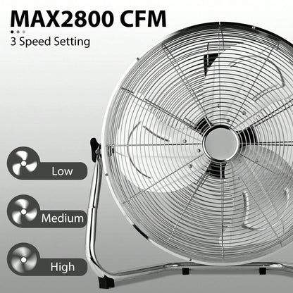 Pnochoo 14-Inch Industrial Fan - 3-Speed Aluminum Floor & Tabletop Air Circulator
