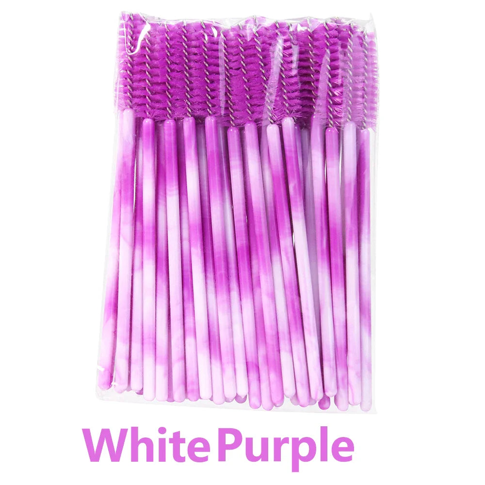 ANNAFRIS 50pcs Disposable Eyelash & Eyebrow Brushes — Soft Crystal Lash Extension Mascara Wands Makeup Tools