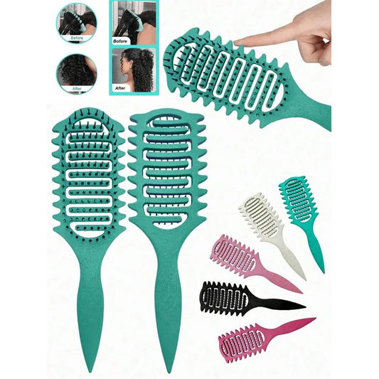 Curl Define Styling Brush - Hollow Detangling Comb for Wet Curly Hair Shaping & Styling