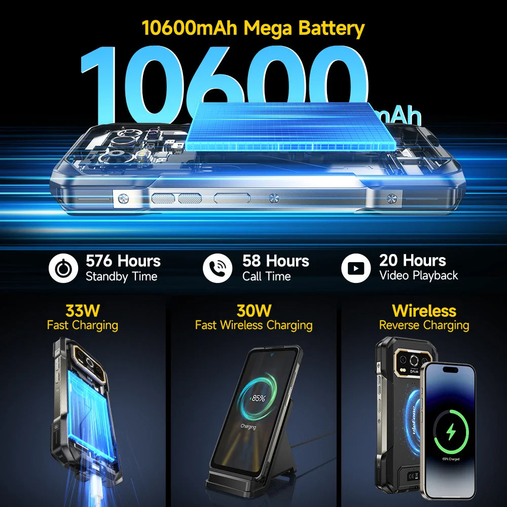 Ulefone Armor 27T Pro 5G Rugged Smartphone – 10600mAh, Android 14, 50MP+64MP Night Camera, 6.78" 120Hz, 24GB+256GB, NFC