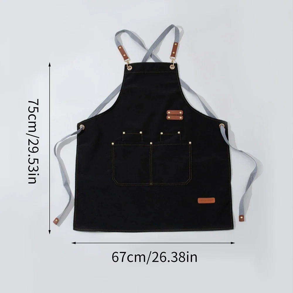 Waterproof Kitchen Apron with Pockets - Oil-Resistant Cooking & Restaurant Work Uniform for Men and Women