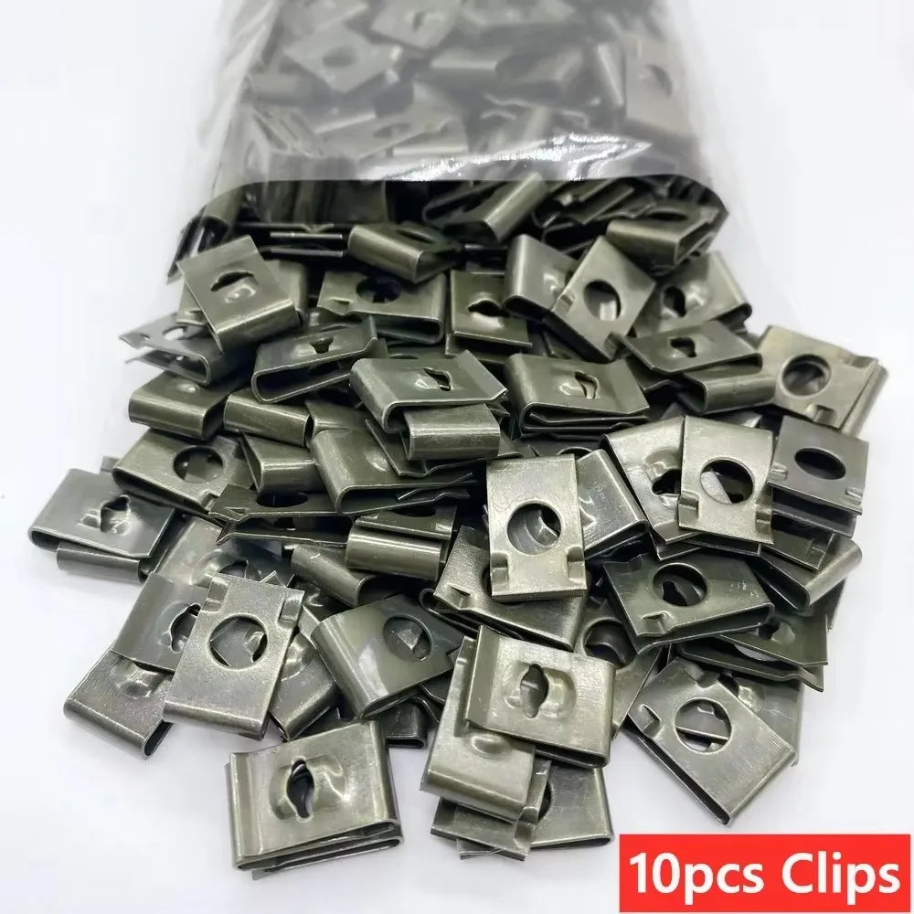 Car U-Type Metal Screw Clip Set - Anti-Rust Fastener Clips with Screws (10-100PCS)