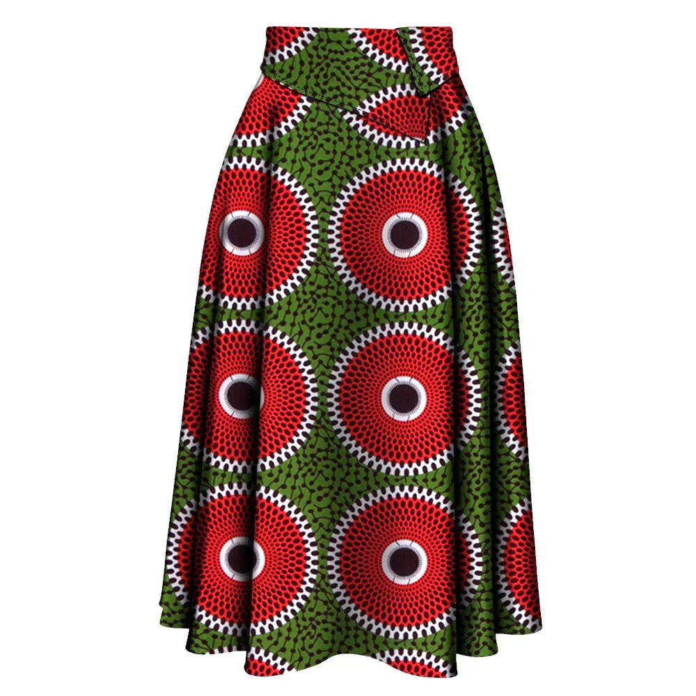 African Ankara Skirt for Women - High Waist Long Printed Party Skirt