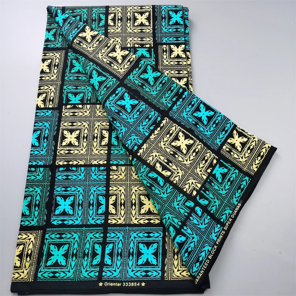African Real Wax Ankara Fabric - 100% Cotton 6 Yards Nigerian Print Party Dress Sewing Material