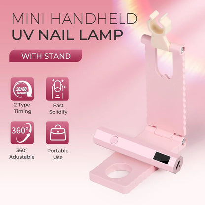 Cordless UV LED Nail Lamp - Rechargeable Gel Nail Dryer with LCD Display & Stand