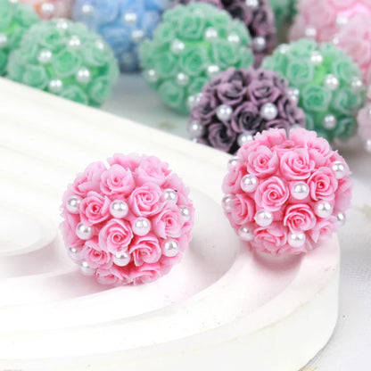 20mm Rose Flower Ball Pearl Beads – 1/3/5PCS Polymer Acrylic Beads for DIY Jewelry Making, Necklaces, Bracelets & Earrings
