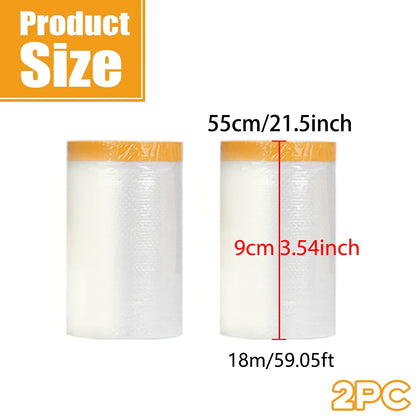 Pre-Taped Protective Masking Film – Plastic Sheeting for Car, Furniture & Floor Painting Protection